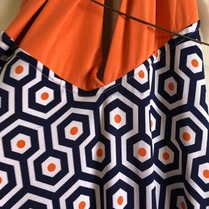 NWT MudPie 3 Way Halter Dress Auburn Navy & Orange